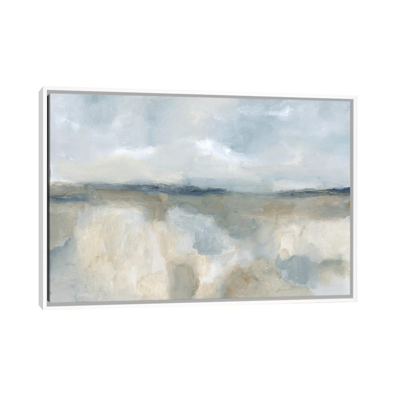 Neutral Coast by Blakely Bering Abstract Graphic Art, Picture Framed Canvas, 40" H x 60" W, Distressed Black