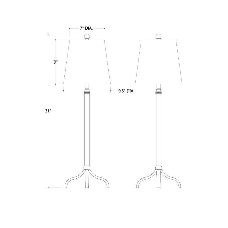Portobello Tripod Table Lamp Set