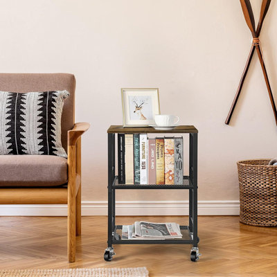 Small Nightstand Industrial Square End Table With Storage Shelf Farmhouse Sofa Side Table For Small Spaces, Narrow Bedside Table For Living Room Bedro