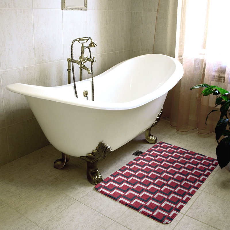 Tapis pour salle de bain Baltimore, l 17 po x L 24 po, Battle Red/Deep Steel Blue/White