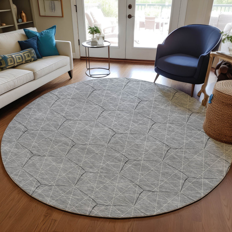 Tapis intérieur / extérieur gris Alina , 8 pi x 8 pi