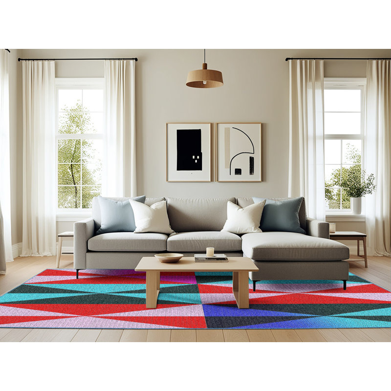 Tapis géométrique vert mer Kiger, Rectangle 6 pi x 9 pi