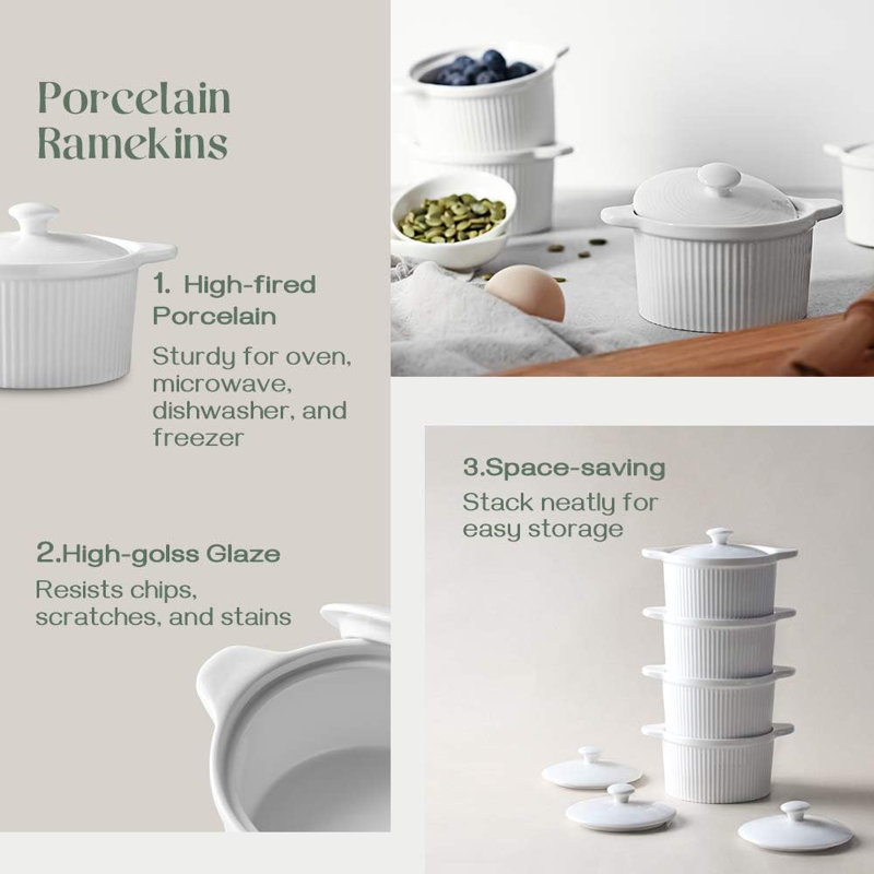 Dowan 10-Oz Covered Ramekin Set (4-Piece)