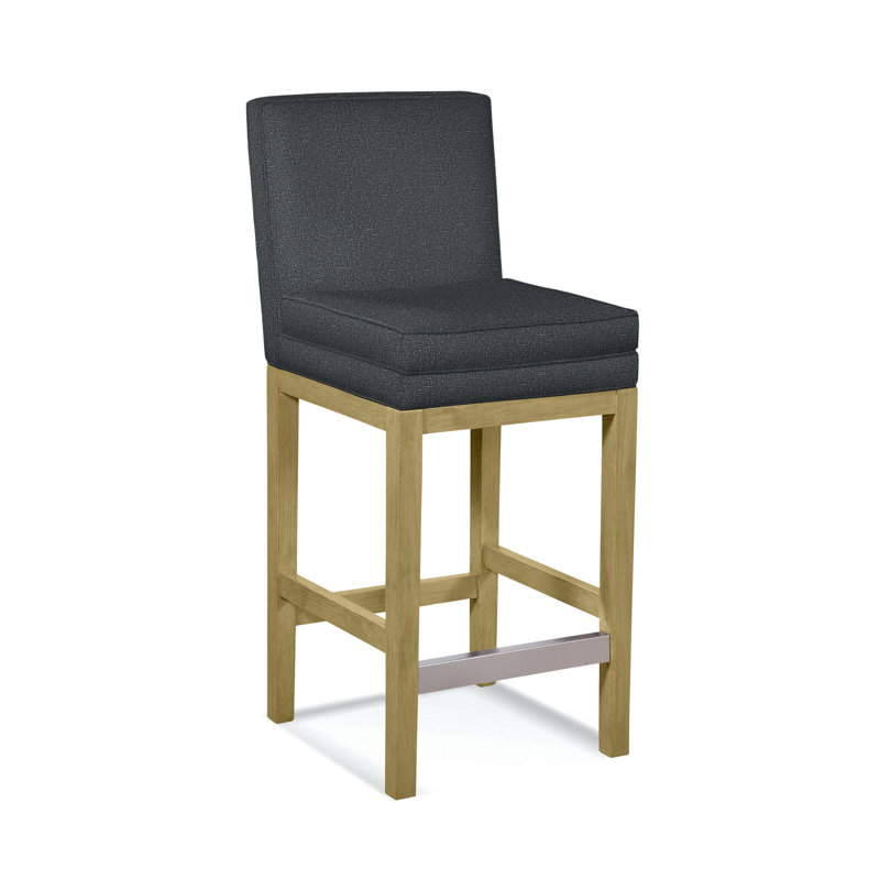 Upholstered Stool, White Sugar Performance; 0863-91, Brass Finish