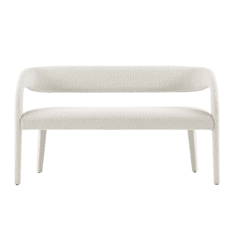 Pinnacle Boucle Fabric Accent Bench In Taupe, Ivory