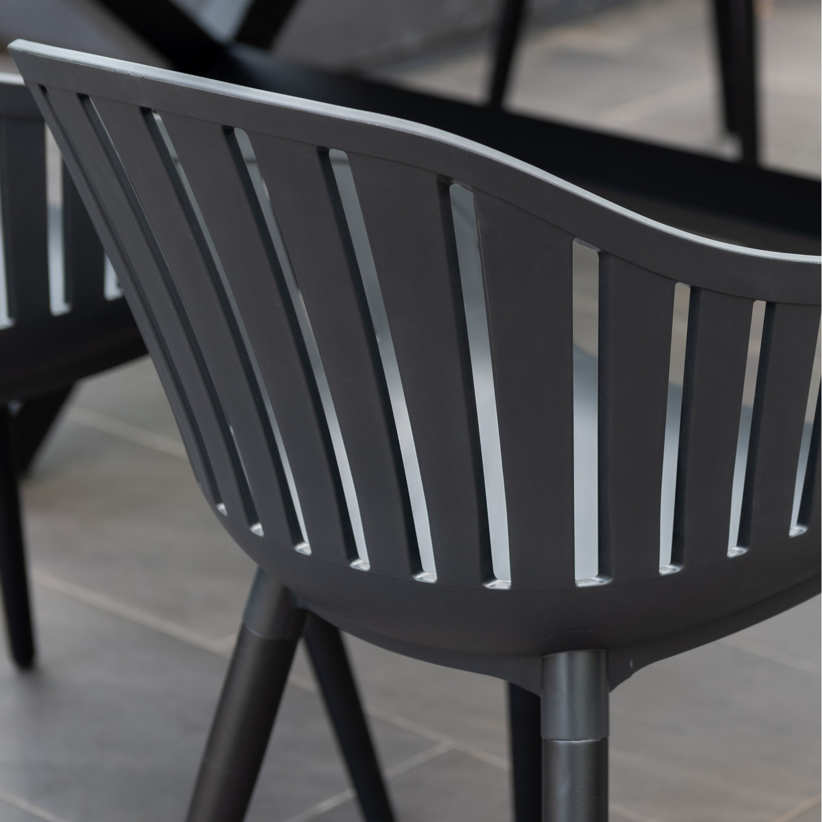 Anautica 94" Eucalyptus Patio Dining Set, Black