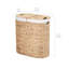Sustainable Handwoven Double Lidded Oval Hamper Sorter, Water Hyacinth