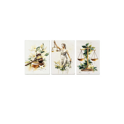 «White Lady Justice», peinture murale sur toile, ensemble de 3 affiches botaniques florales, 16 x 24
