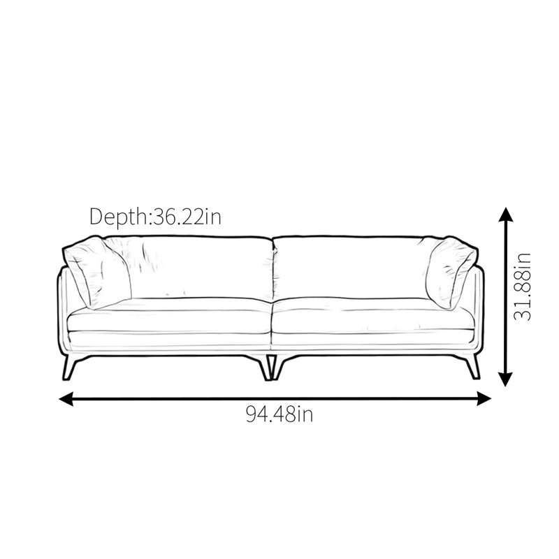 Canapé américain rétro, H 31,88 po x l 94,48 po x P 36,22 po, 4
