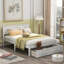 Lit plateforme double avec tiroirs de dessous en blanc radiant - Fabriqué en pin et pour une chambre à coucher lumineuse