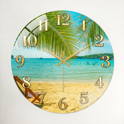 «Beach Scene», horloge murale en verre