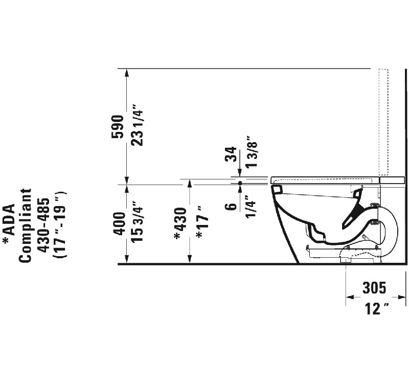 Toilette allongée une pièce 1,06 GPF (économe en eau) (siège inclus)