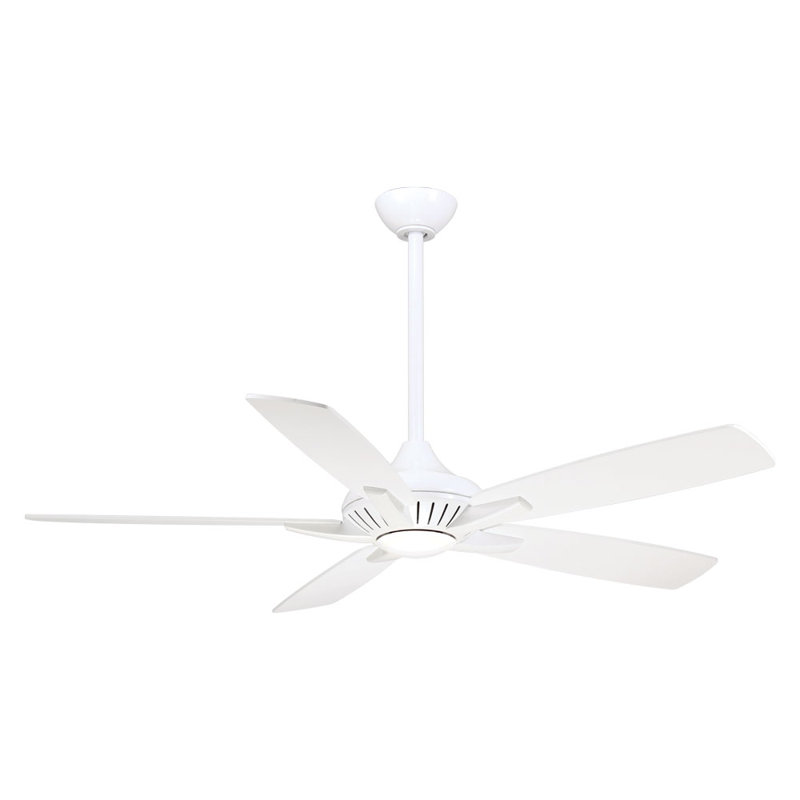 52" Dyno 5 - Blade Standard Ceiling Fan with Remote Control and Light Kit Included, White