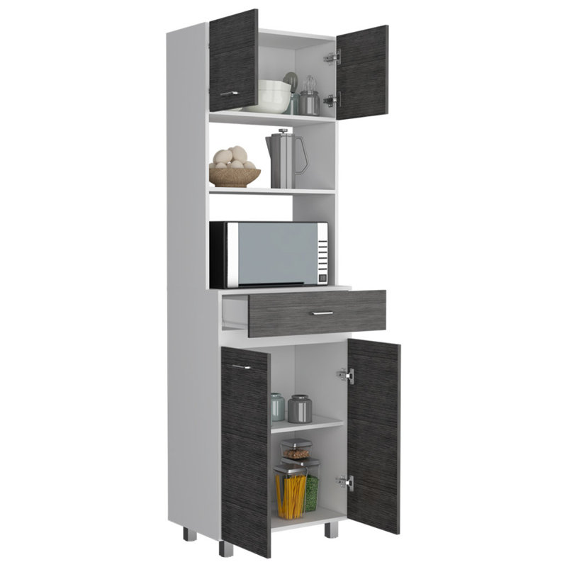 Caribe Microwave Cabinet, Four Legs, One Drawer, Double Door, One Shelf