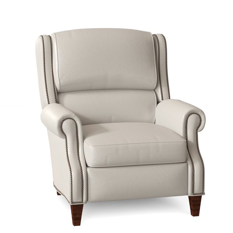 Huss Recliner, Cobblestone, Power, Milestone White Genuine Leather