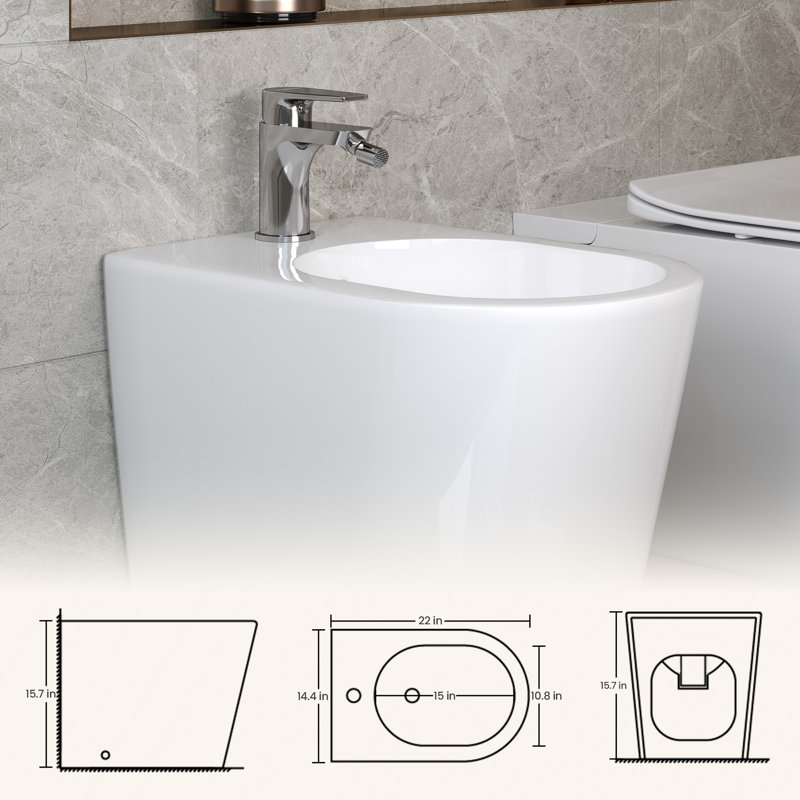 Bidet allongé au sol avec robinet inclus, nettoyage manuel d'hygiène pour la salle de bain