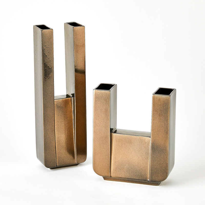 Metropolis Vase-Bronze-Tall, 15.75" H x 5" W x 2.75" D