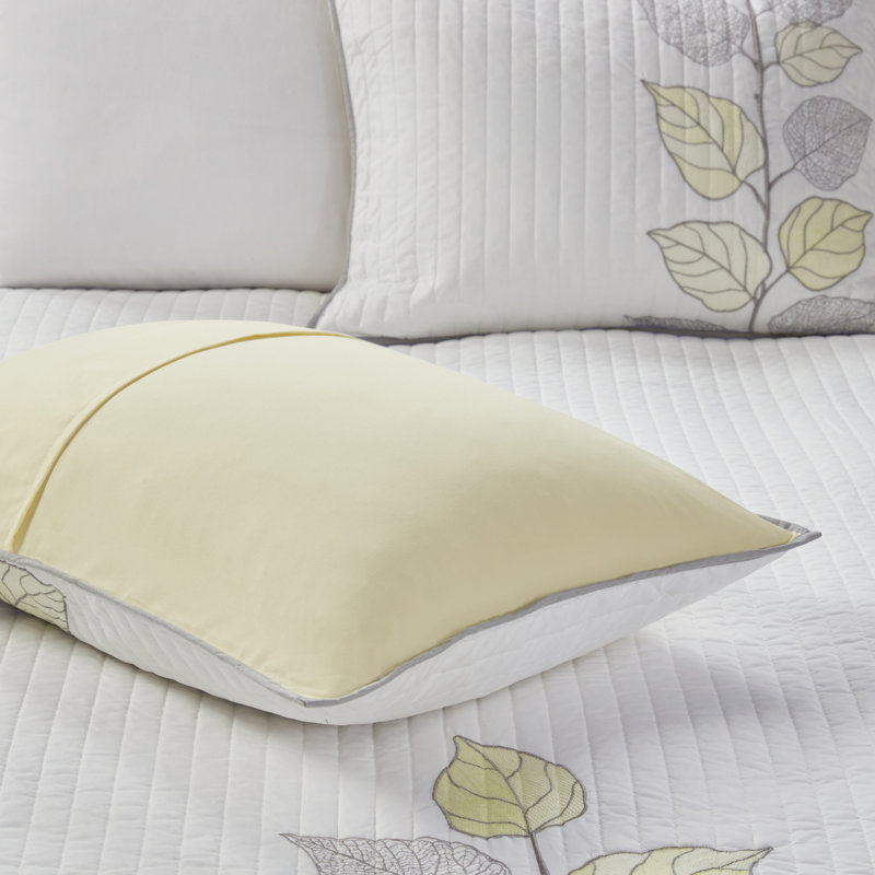 King Size Yellow and White Microfiber Reversible Quilt Set