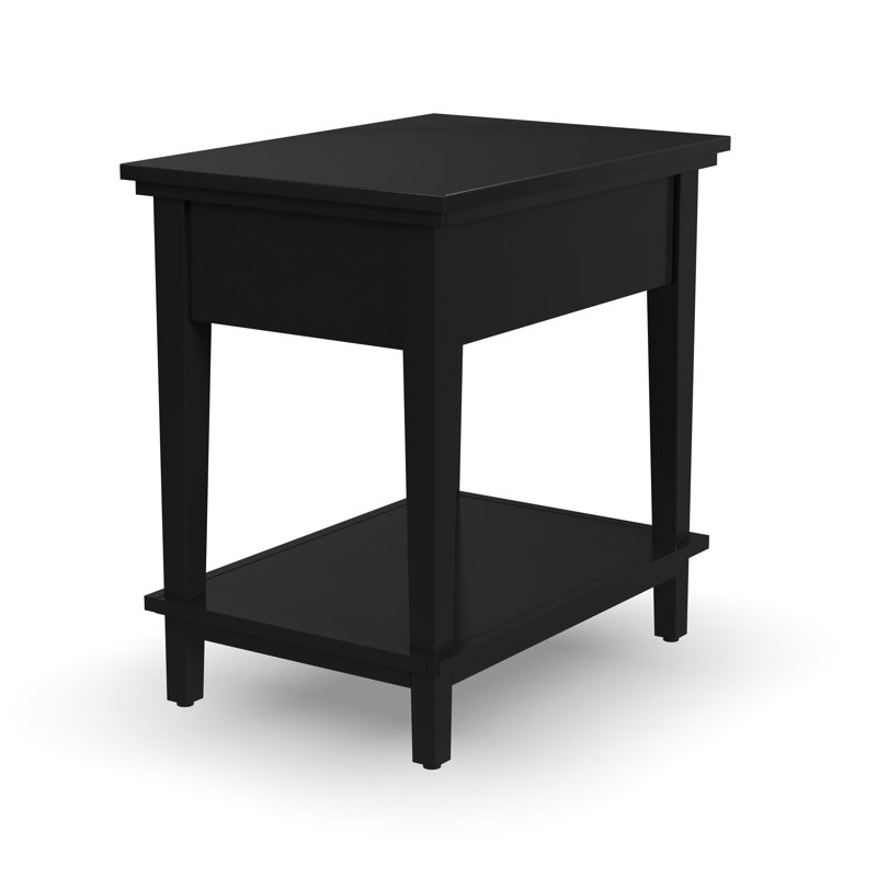 Egberto 22'' Black Oak 1-Drawer Nightstand