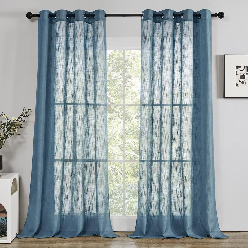 Sheer Curtain Pair, 52" W x 95" L, Haze Blue