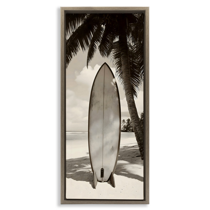 Cadre flottant monochrome Surf Paradise, design par LSR Design Studio, H 25 po x l 11 po, Cadre flottant orme Montalcino