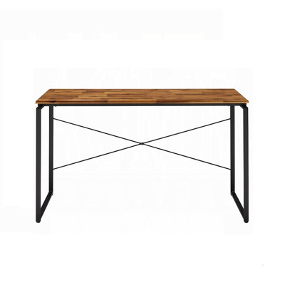 Oak And Black Finish Metal Frame Writing Desk For Home Office/Laptop Table | Gift Idea