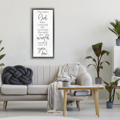Cadre flottant avec citation «The même dieu», design par Lux + Me Designs