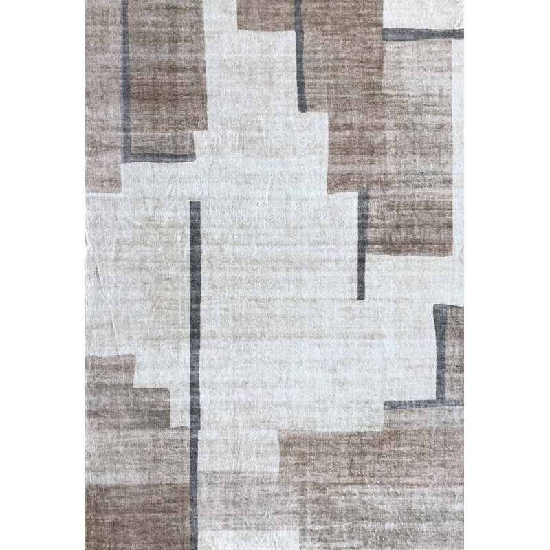 4' X 6' Beige and Brown Abstract Area Rug