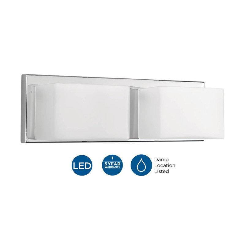 Éclairage pour salle de bain 2 lumières Dawel, Chrome poli