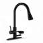 Robinet de cuisine 3 en 1 en acier inoxydable noir mat avec affichage de la température de la diode électroluminescente et pulvérisateur rétractable