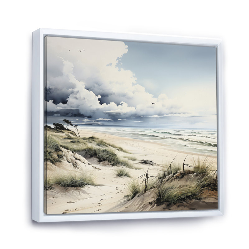 Photo de plage Dune Dreams III, H 36 po x l 36 po x P 1,5 po, Cadre flottant blanc