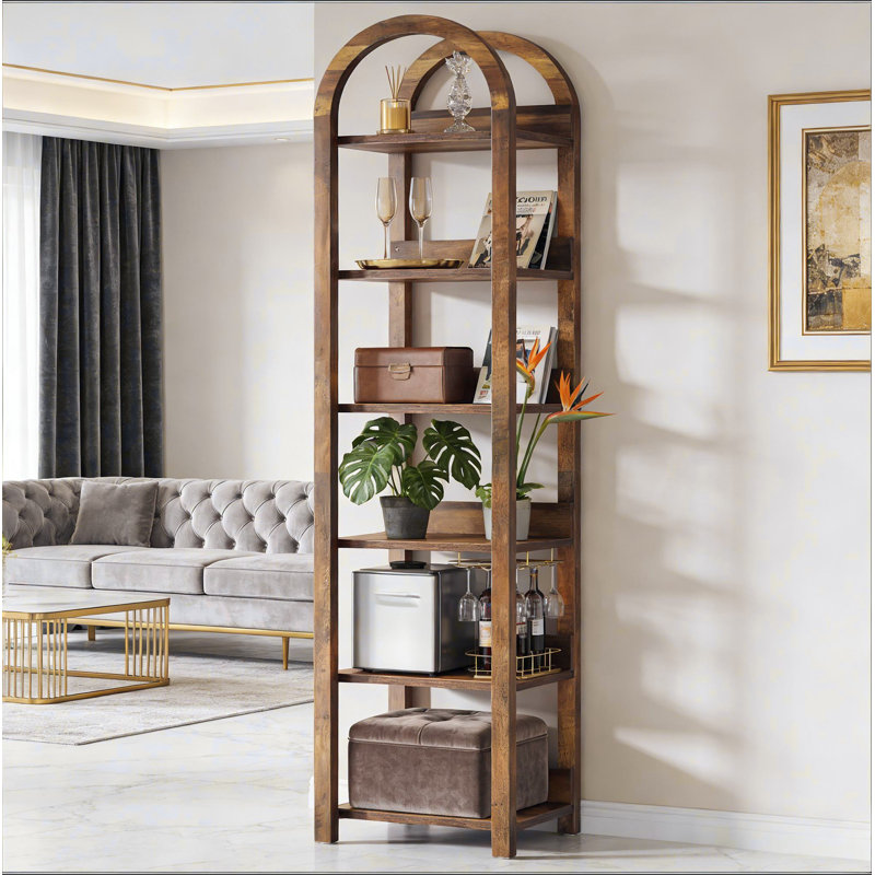 Storage Rack,6-Tier Bookshelf,Slim Arched Bookcase