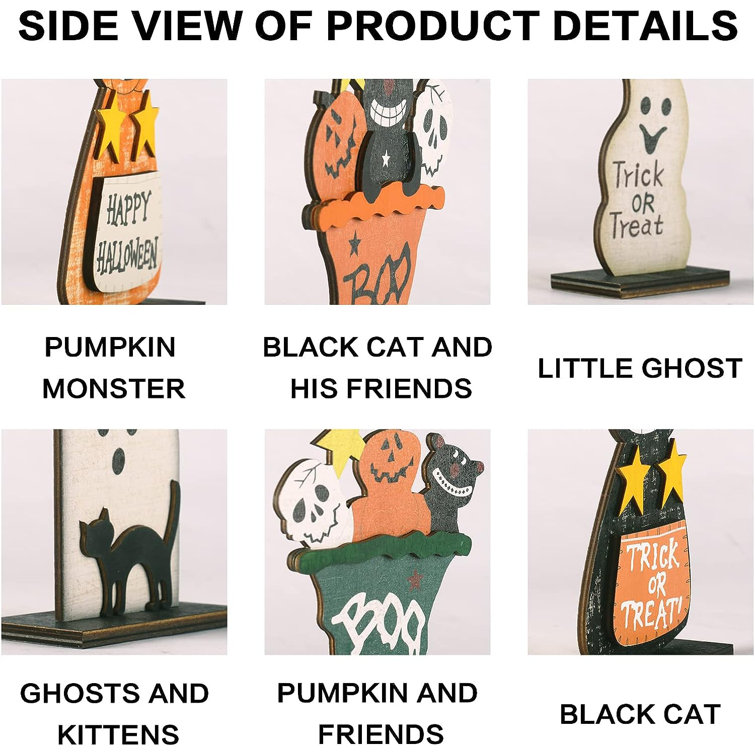 The Holiday Aisle® 5Pcs Halloween Wooden Decorations, Halloween Tabletop  Centerpiece Craft Decor Including Witch/Ghost/Shoes Decor For Home, Indoor,  Holiday, Party Supplies, Kid's Gift.