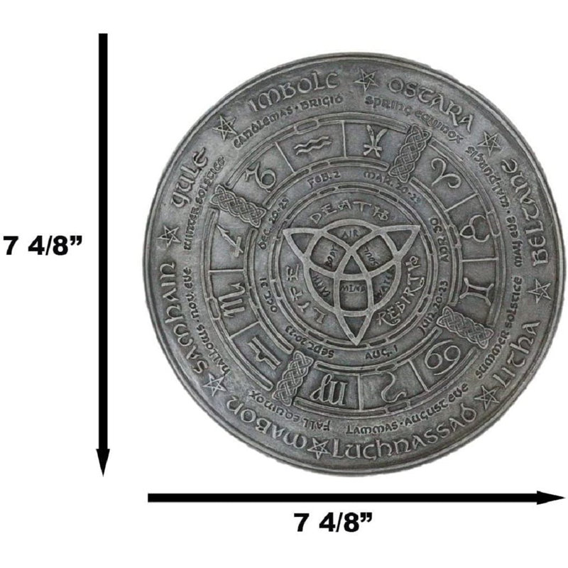 Celtic Trinity Triquetra avec nœuds Wicca, roue de l'année, plaque murale décorative, sculpture, médaillon