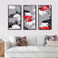 «Blossoming Red Flowers with Black Leaves», reproduction sur toile flottante 3 pièces-1653395292-1653395295