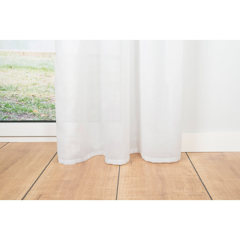 Soft Eyelet Semi Sheer Single Curtain, 245cm W x 135cm D, White