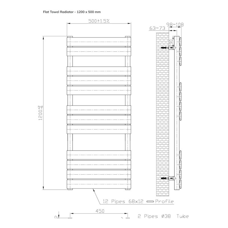 Designer Radiator, Black, 47cm H x 19cm W x 4cm D