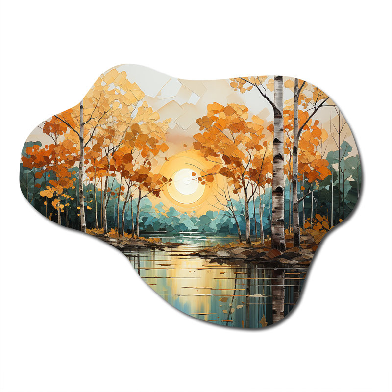 Décoration murale irrégulière en métal Birch Woods Golden Reflections II, H 27 po x l 35 po