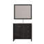Meuble-lavabo moderne noir 35,5 po, lavabo en résine, armoire spacieuse, charnières, surface imperméable, tiroirs de style américain,