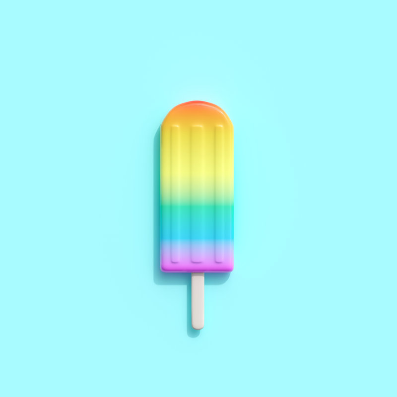 Arc-en-ciel, une glace sur fond bleu. Minimal Creative Idea par Jenpol, H 12 po x l 12 po x P 1,25 po