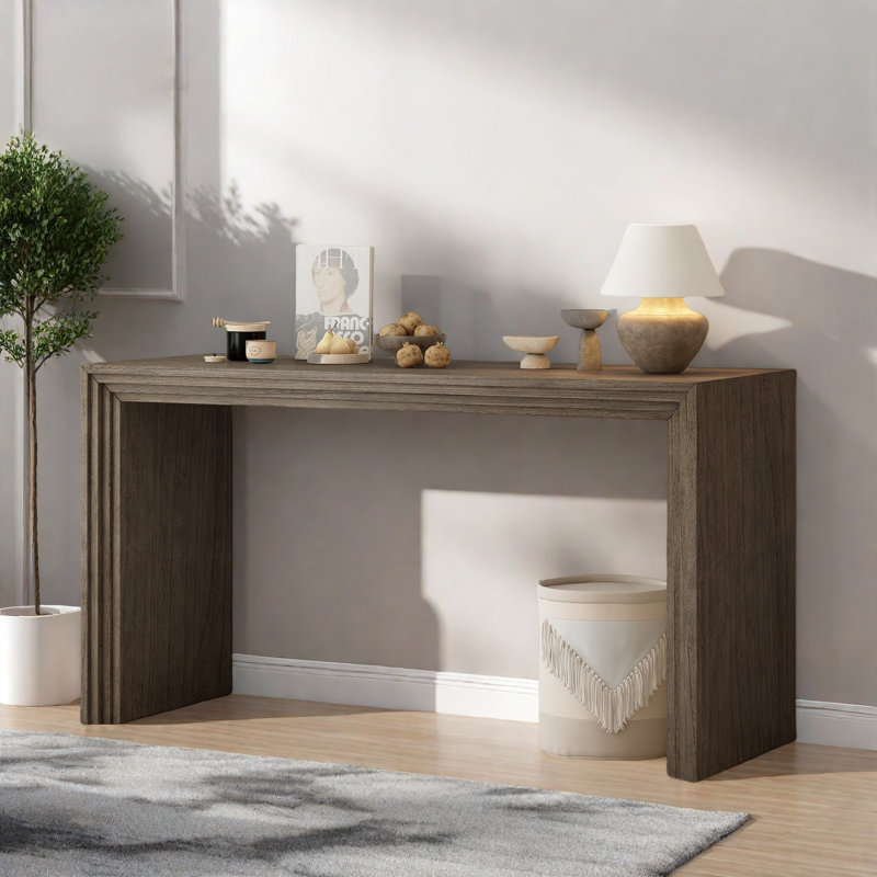 Console de style moderne avec un design rayé unique, Naturel