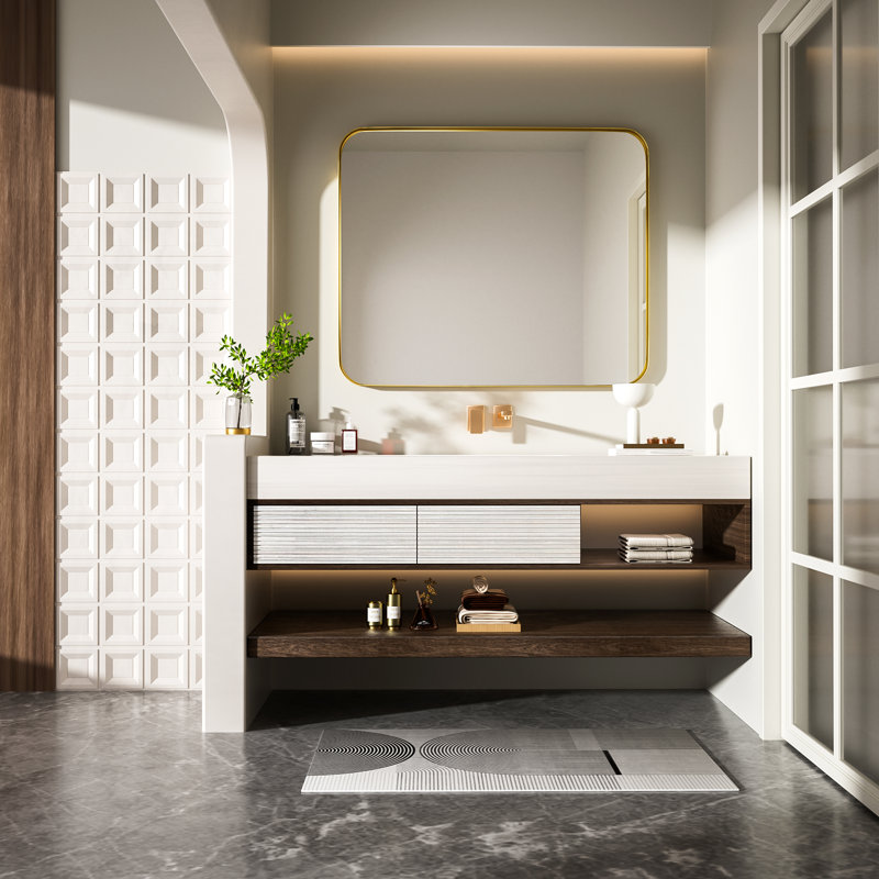 Miroir de salle de bain mural Cozy Design, 30 po x 36 po, Or, Rectangle
