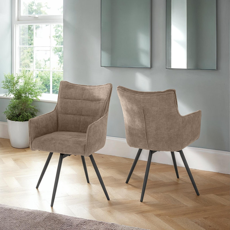 Wahpeton Carver Swivel Dining Chair (Set Of 2), Fawn