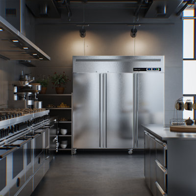 72" W 3 Door Commercial Refrigerator And Freezer Combo, 54 Cu.ft 3 Section Stainless Steel Upright Reach In Freezer 