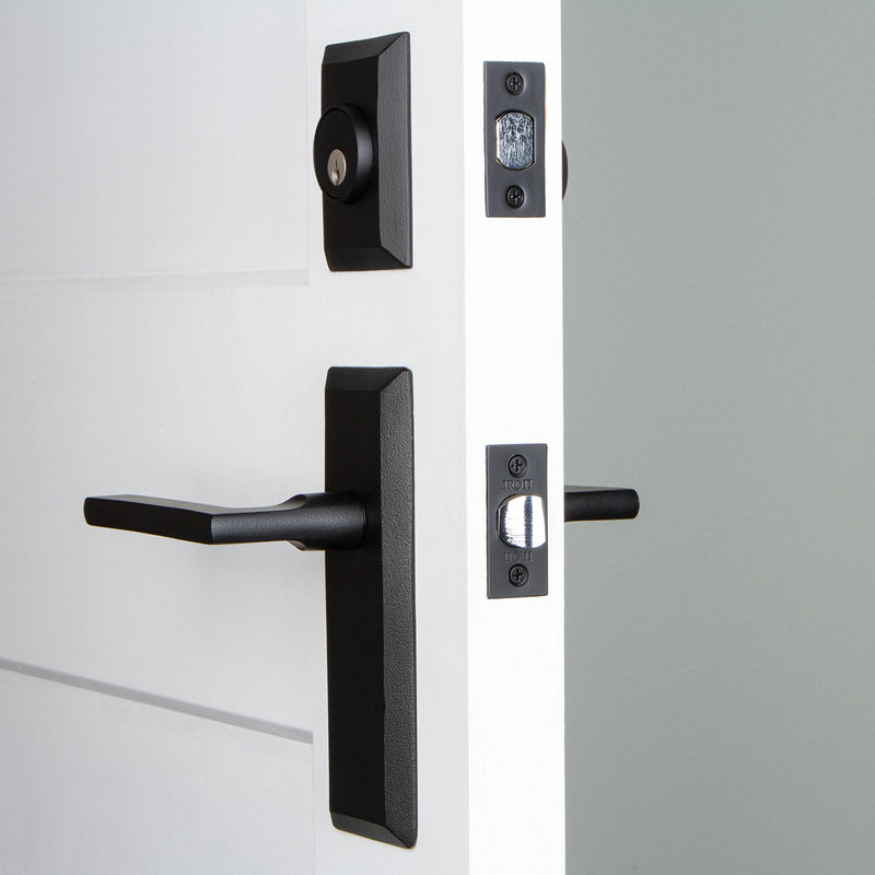 Matte Black Iron Entry Set with Deadbolt and Lever