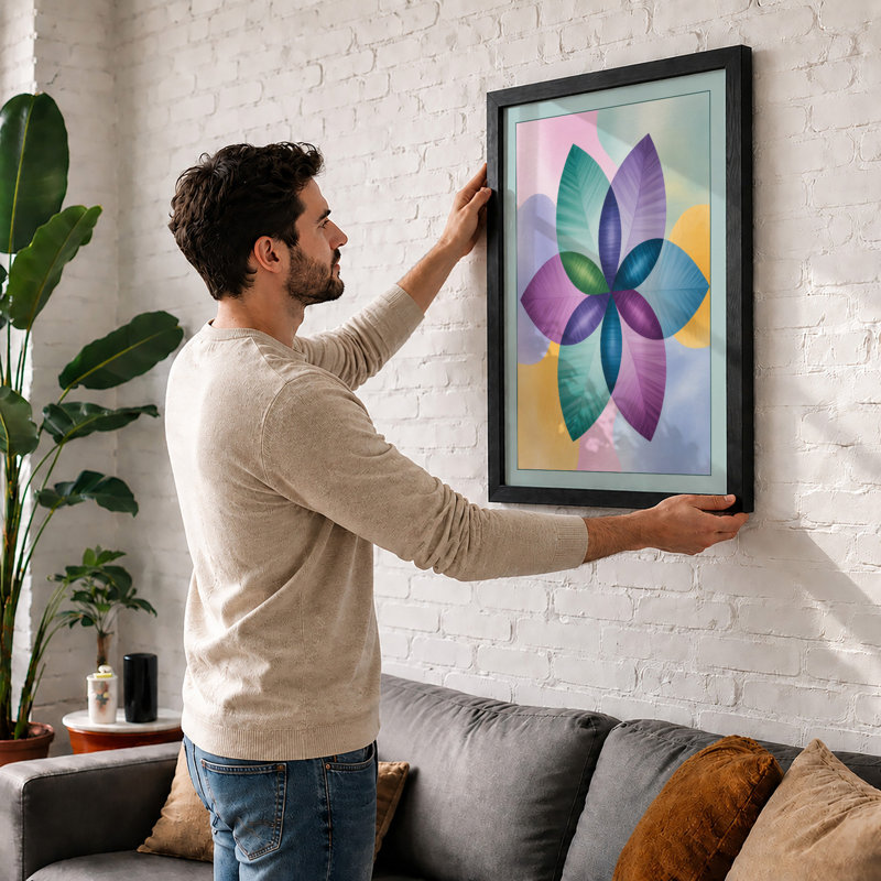 Pastel Petal Bloom Geometric - Print, Unframed, A2 - 59.4 x 42.0 cm
