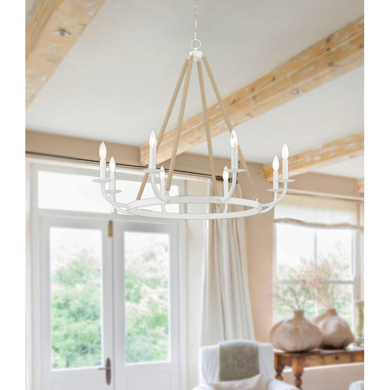 Evanelle 8 - Light Dimmable Wagon Wheel Chandelier