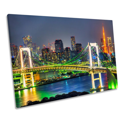 Tokyo Japan Rainbow Bridge - Wrapped Canvas Print