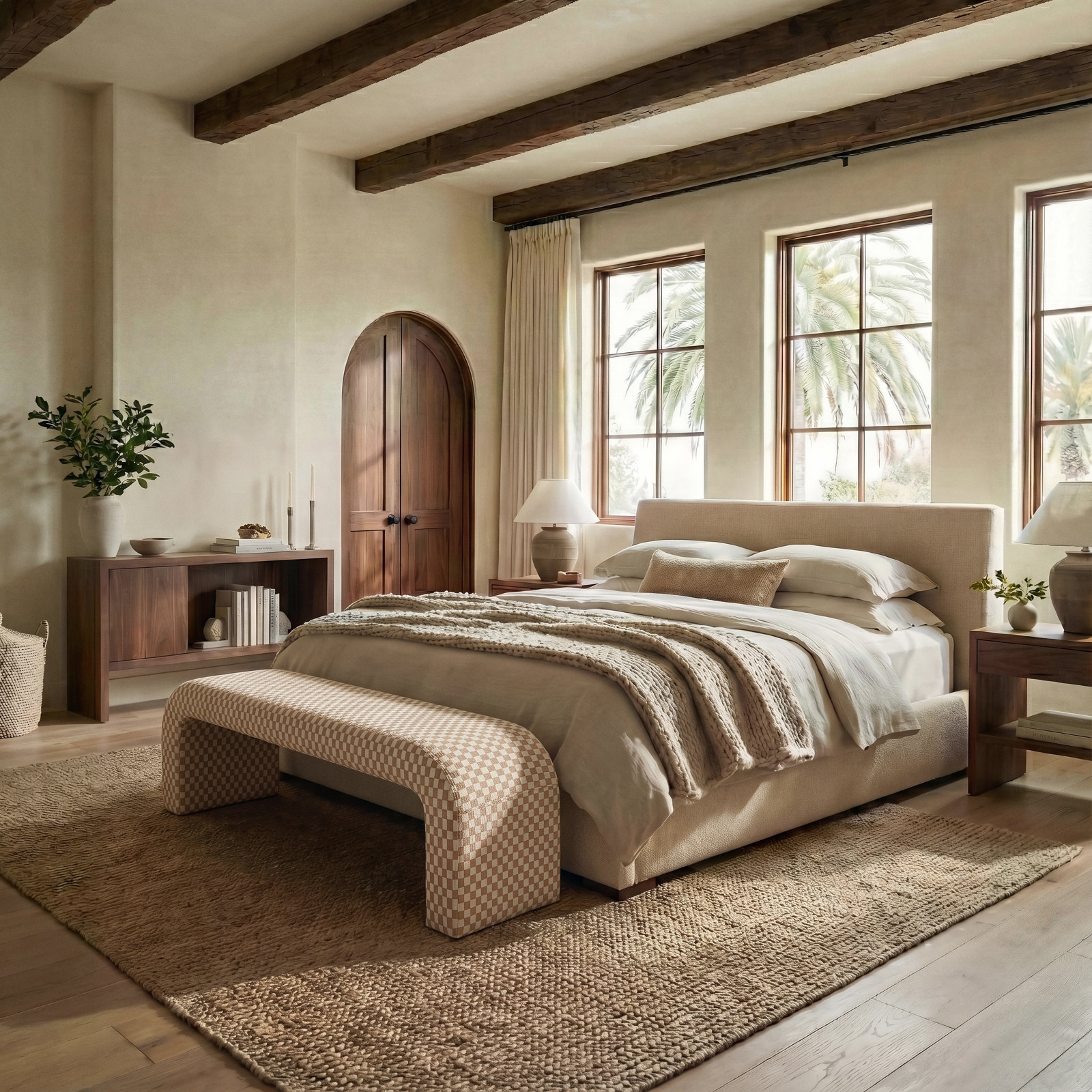 Daine 62" Linen Bedroom Bench, Brown