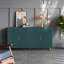 Meuble télé en bois avec armoire de rangement et tablettes réglables, console média pour salon / chambre à coucher (bleu marine)